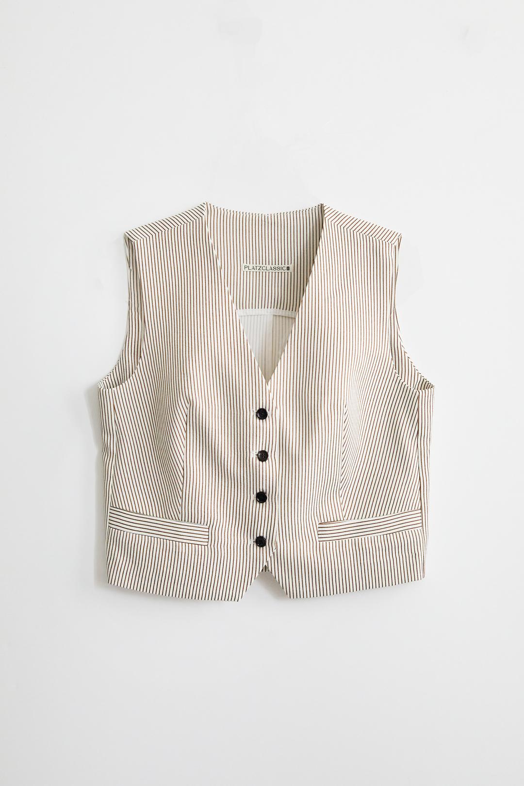 Roel Stripe Vest (Brown st)