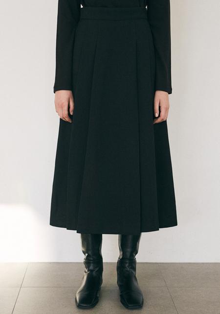 PLEATS PINTUCK LONG SKIRT_BLACK