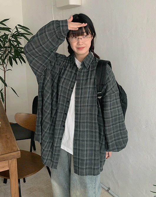 [3일간 new 5% sale] 아리카 오버 체크 거즈 셔츠 (2color)