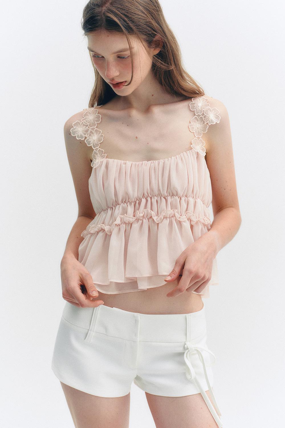 [7월 15일 예약배송] DELPHINIUM CHIFFON SHIRRING TOP_TT5S210SM