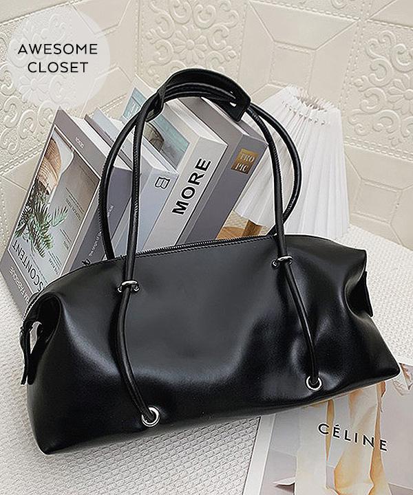 이드 유니크 스트링 핸들 바게트라인 숄더백 (5color)