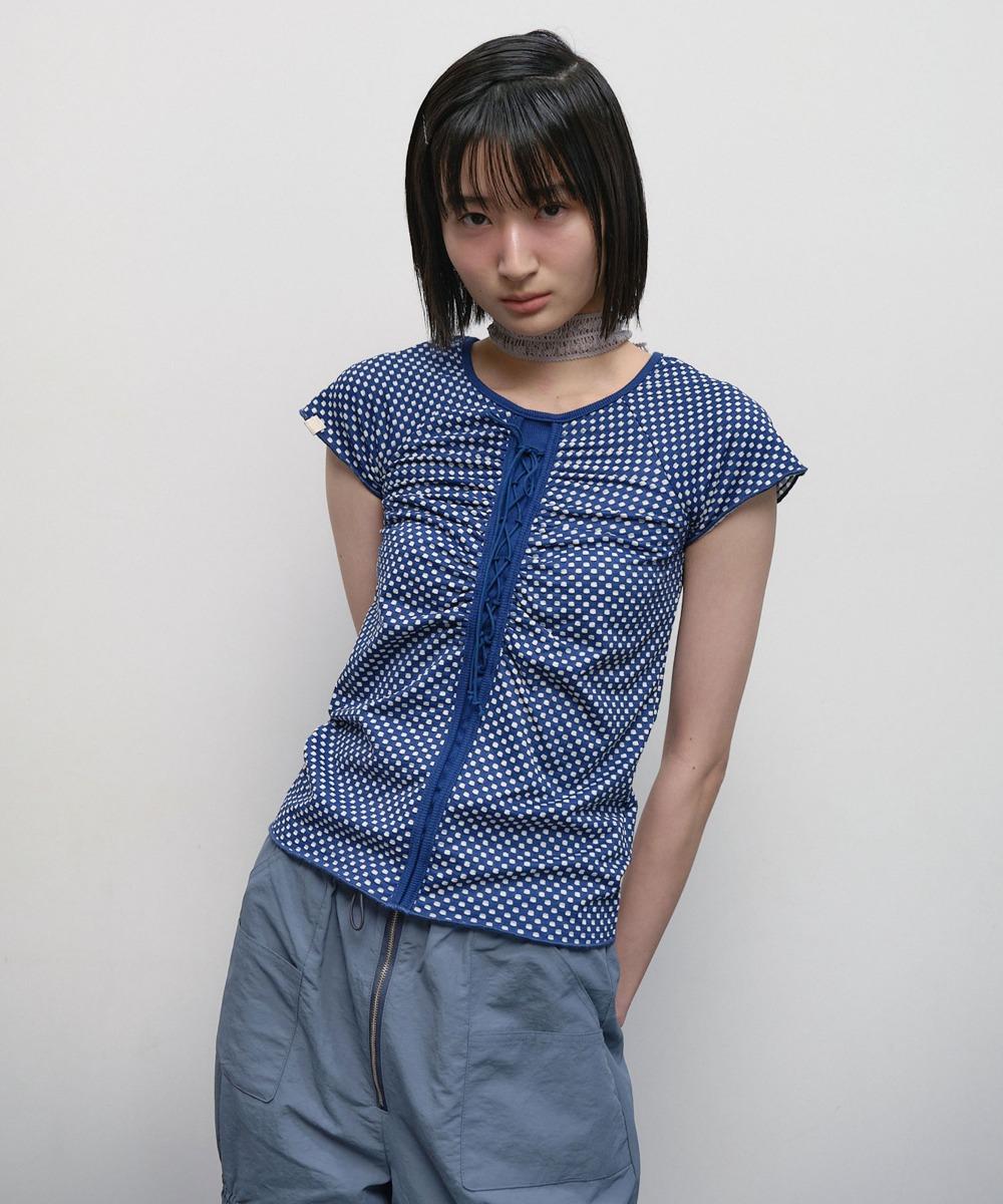 Lace Up Strap Top [Blue]