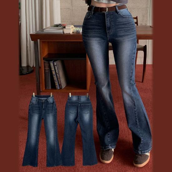 [자체제작👖💙/허리쏘옥/기본, 롱ver.]진짜편함!! 자동보정핏 워싱 절개 롱 부츠컷 데님