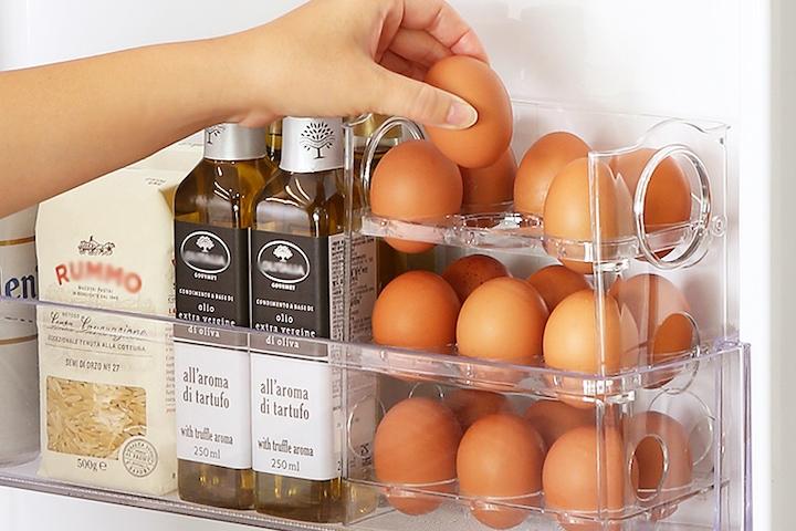 자동오픈 냉장고 정리 에그 보관 트레이(3단/18구)