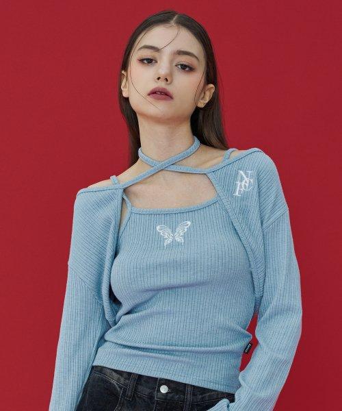 [NF] 노티드 홀터넥 & 볼레로 세트 (BLUE)_F23QB467