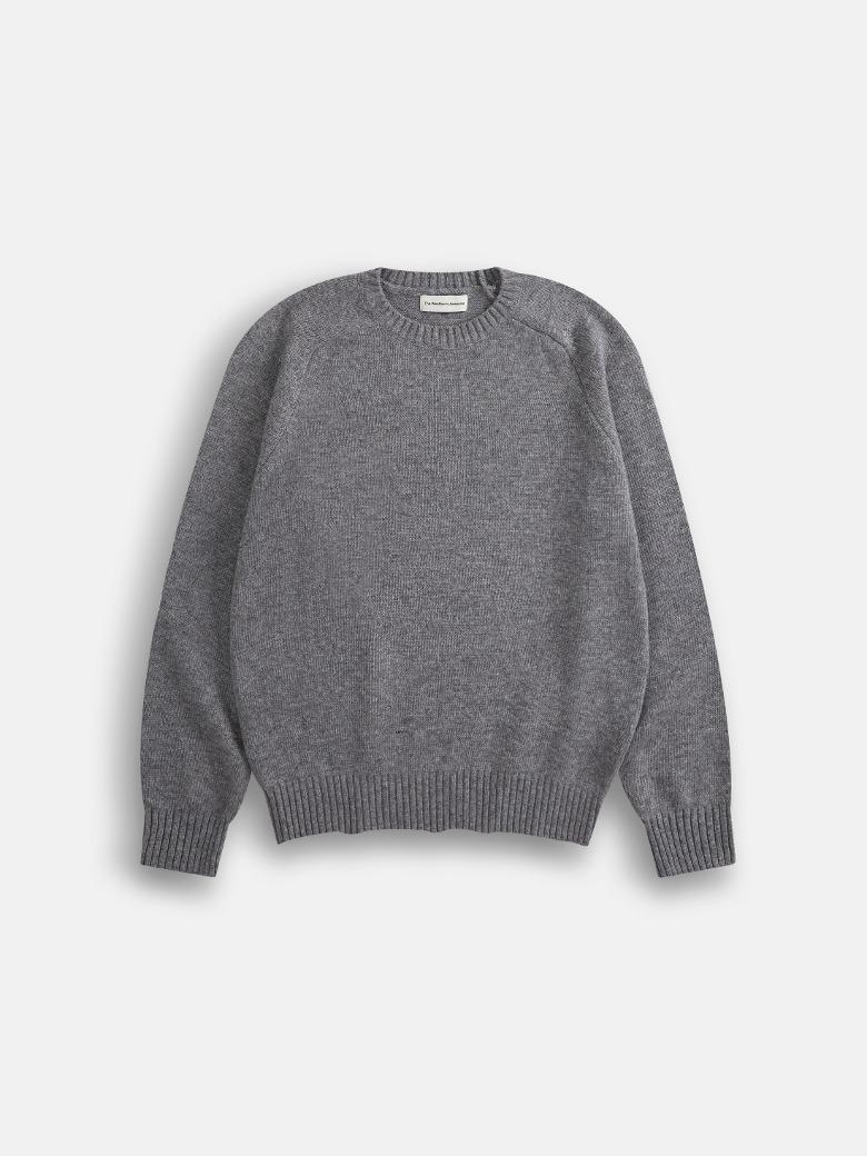 Saddle wool knit sweater (Gray)