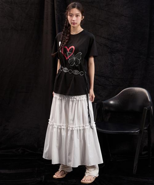 FRILL TIERED LONG SKIRT_IVORY