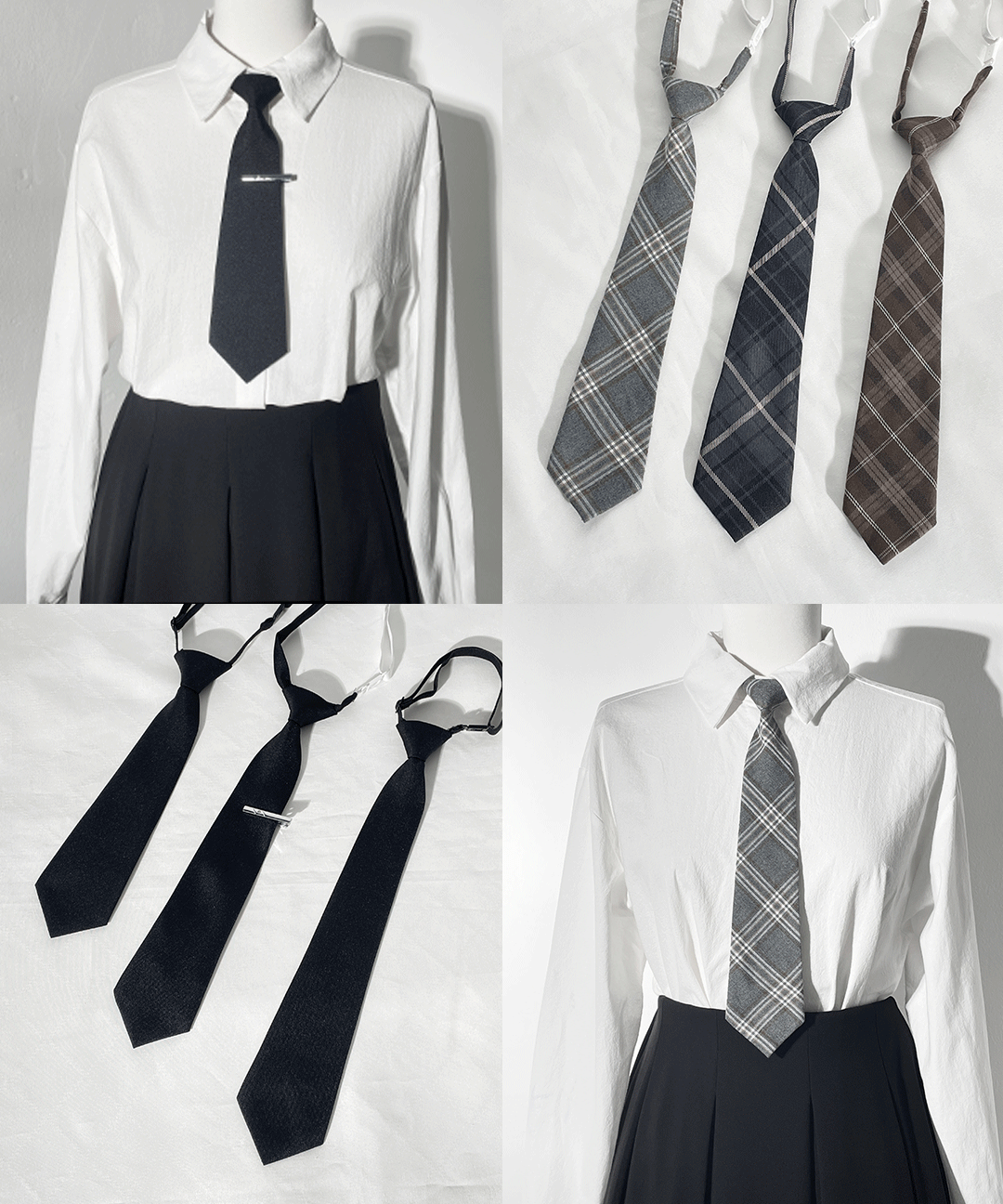 심소한 [무배/1+1할인] 블랙 & 체크 반자동 넥타이