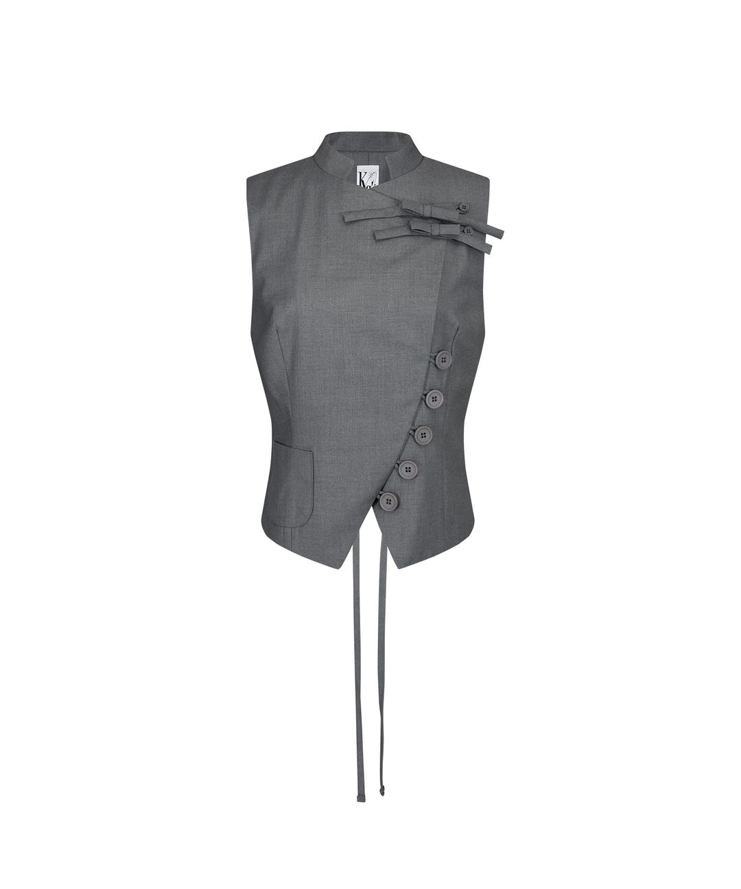 Preppy China Collar Vest Gray