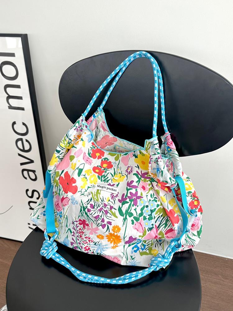 (무배) 로프스트랩 빈티지 플라워 코튼 빅 쇼퍼 에코백