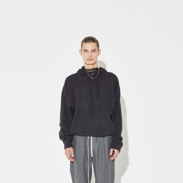 SOFT WOOL HOODIE KNIT (GREY)