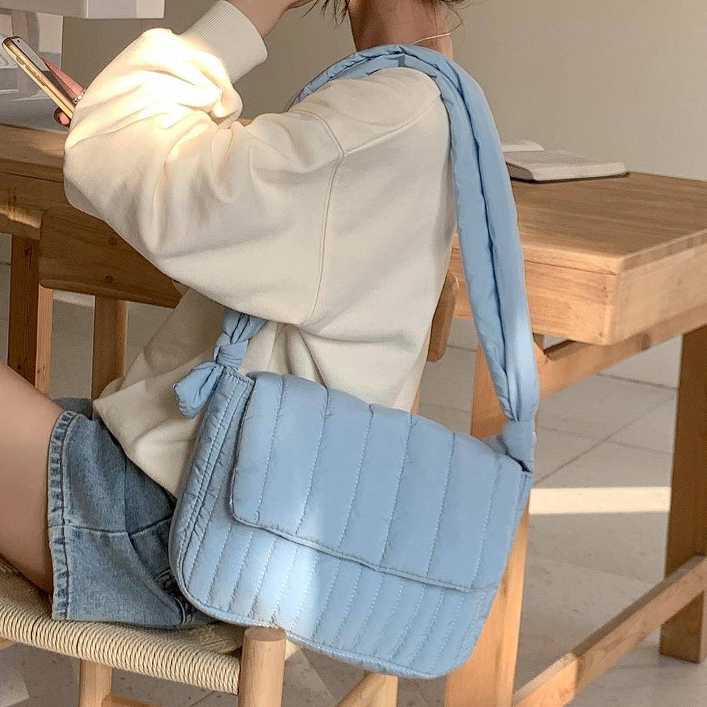 [윤키] 옆으로매는가방 보부상 그린백 패딩가방