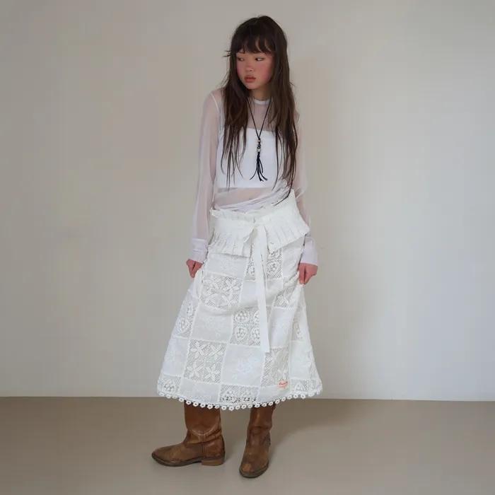 Muse Pleats Wrap Belt / White