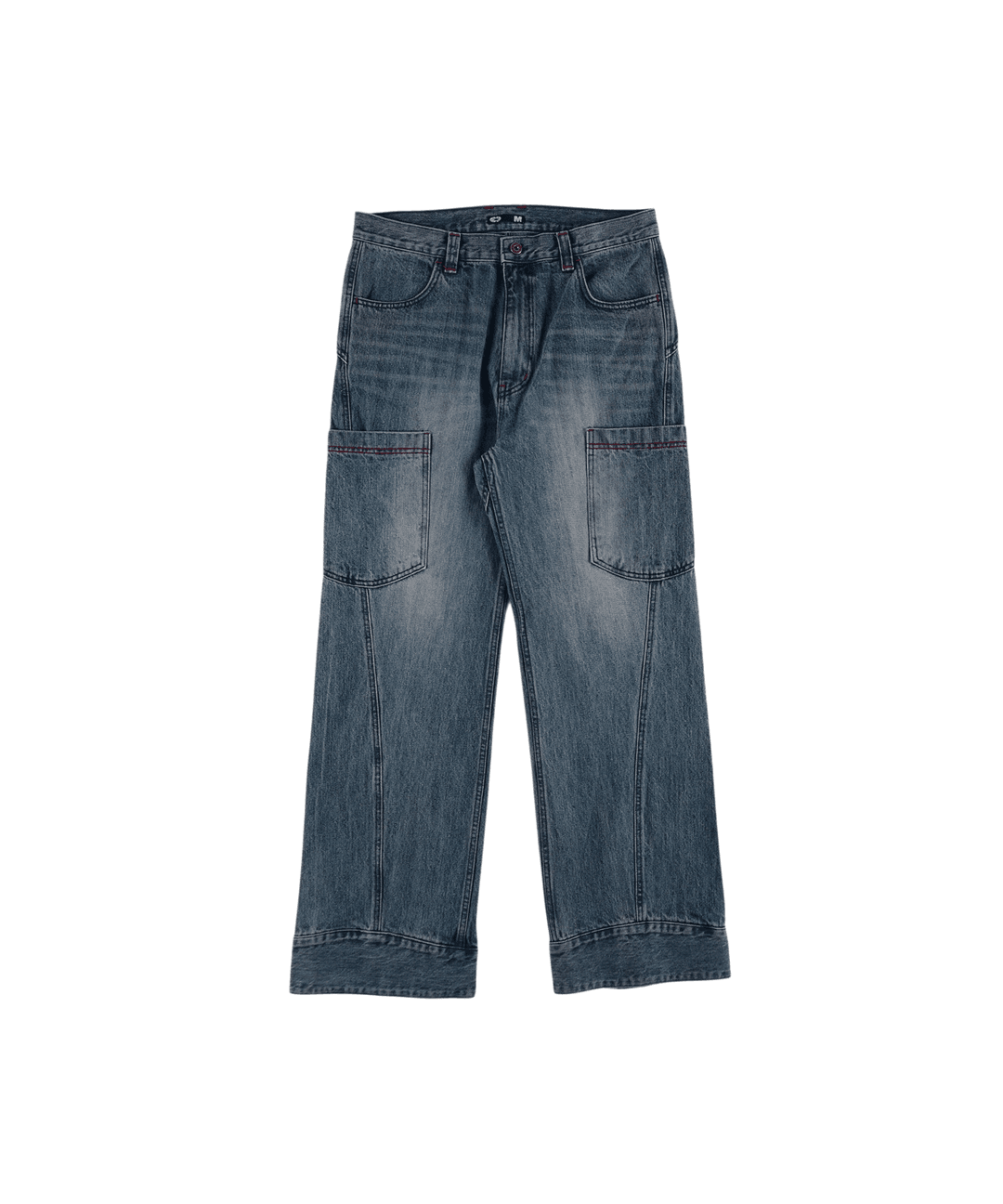 Side Pocket Cargo Denim Pants Blue