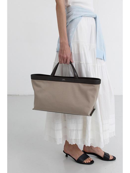CANVAS LEATHER TOTE BAG BEIGE BROWN_UDBA5E213I1