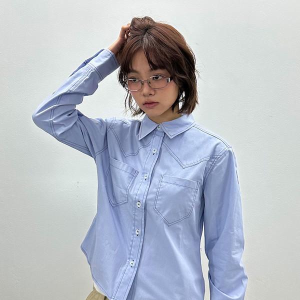 WESTERN SOLID SHIRT / blue