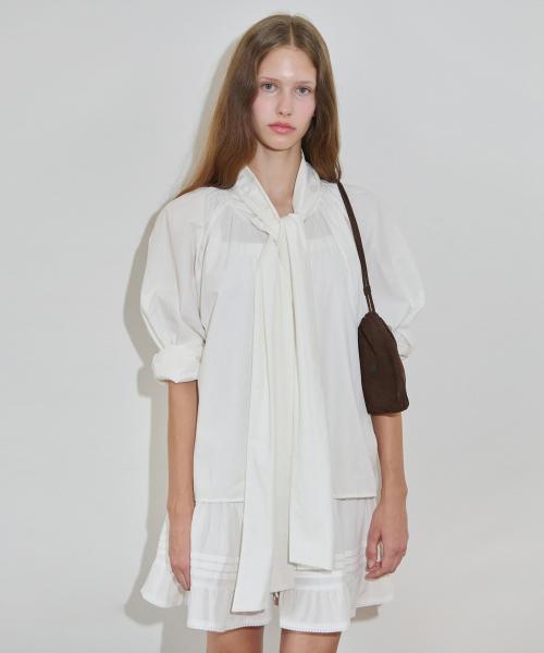 Big Ribbon Tie Blouse (Cream)