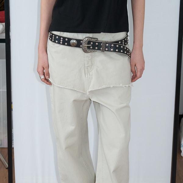 Washed Denim Skirt Pants (Beige/2size)