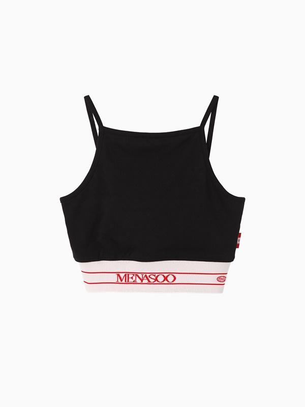 MENASOO KNIT STRAP SLEEVELESS TOP_BLACK