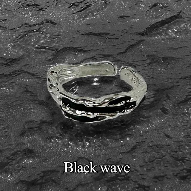 Black Wave ring 검은 파도 바다 힙한 스트릿 빈티지 고딕 시크 댄서 무채색 흑백 반지 오픈링 우정링 패션반지