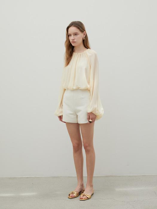 Textured Silk Shorts Off White