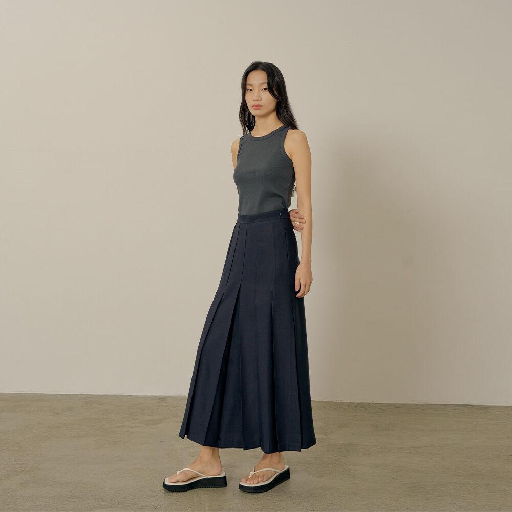 Maxi pleats skirt_navy