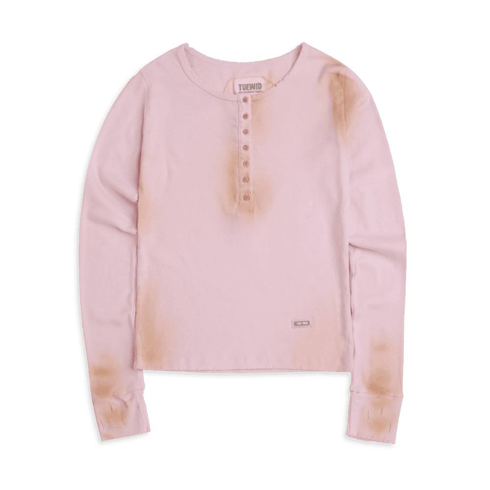 Mini henley longsleeve t-shirt in dustyrose