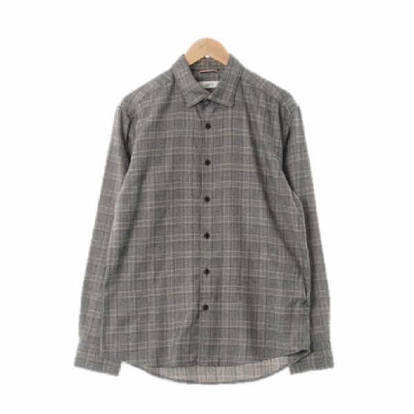 diems 그레이블랙 체크 면혼방 긴팔셔츠