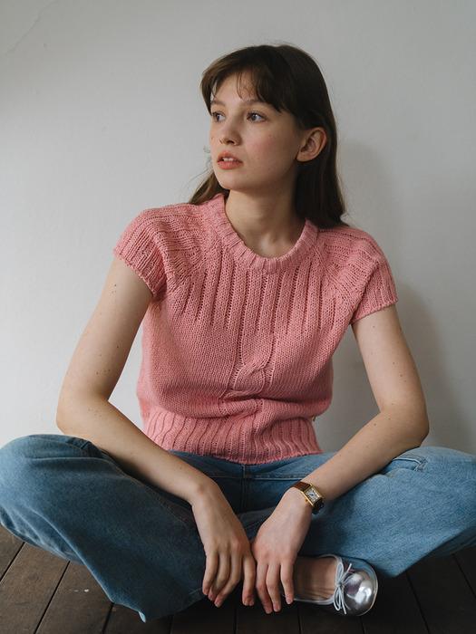twist round knit_pink