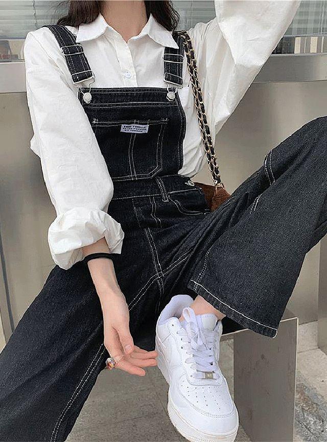 아메카지 데님 점프수트 멜빵바지