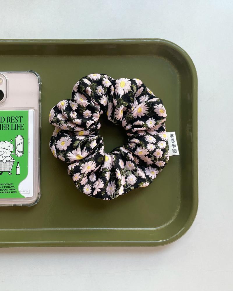 효은계절 열두살 자카드 스크런치 (연분홍 마가렛)