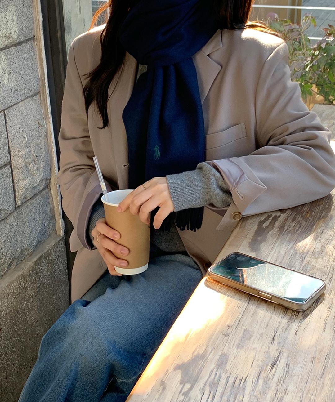 세컨찬스 [🎁주말한정/기프트박스 제공] PC0476 폴로 랄프로렌 리사이클 울 머플러 목도리 겨울 선물