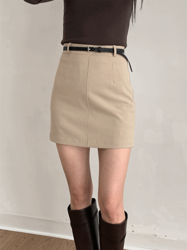 [벨트 세트] 모던 절개 라인 미니스커트