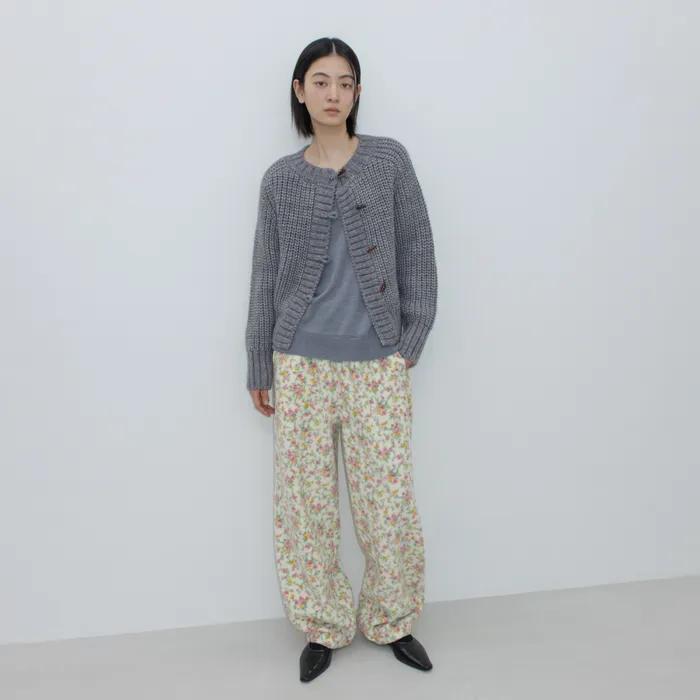 FLORAL FLEECE PANTS / CREAM