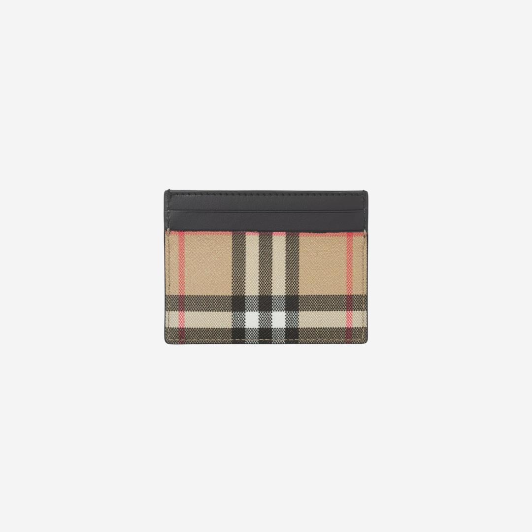 Burberry Vintage Check and Leather Card Case Black