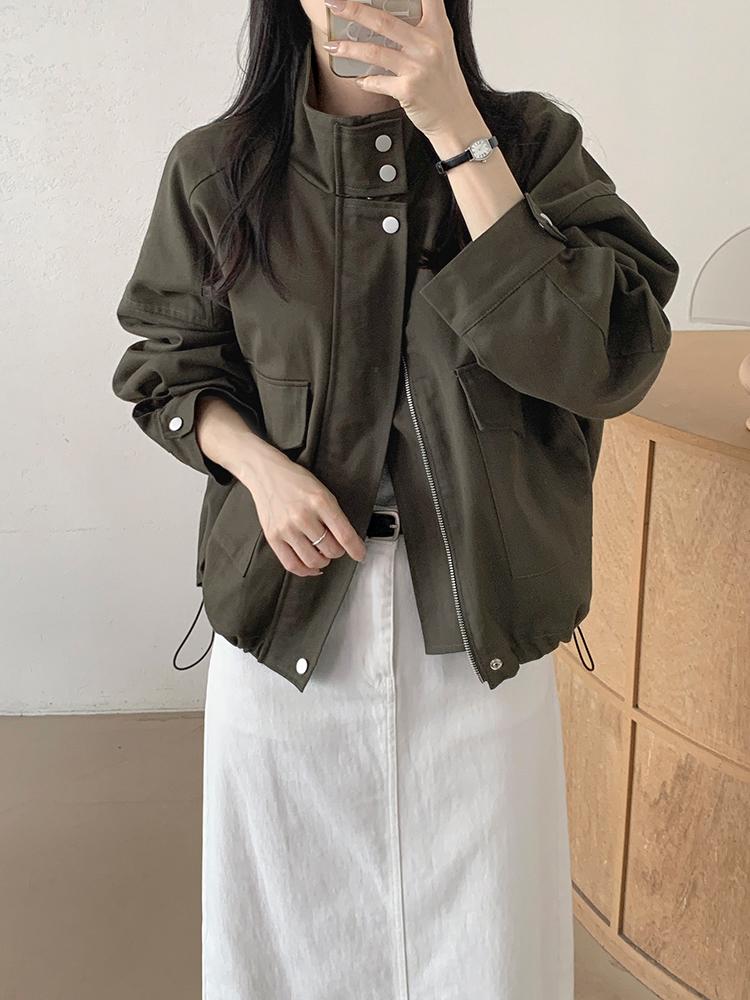 유라타임 [투웨이] 헌트 하이넥 루즈핏 스트링 야상 자켓