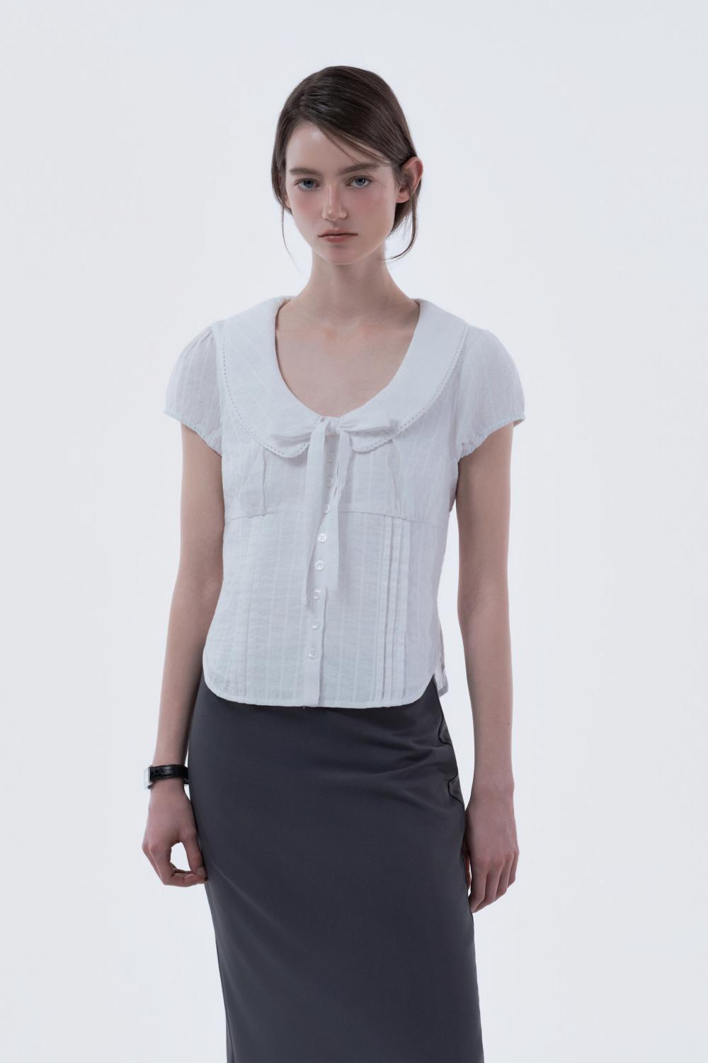 Rosie Lace Trimmed Tie Blouse - Ivory