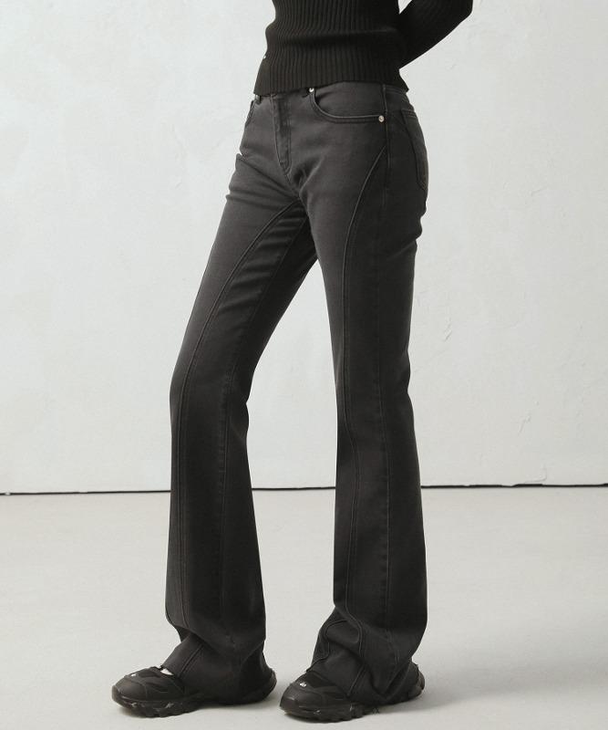 Thin Bootscut Pants DARK GREY