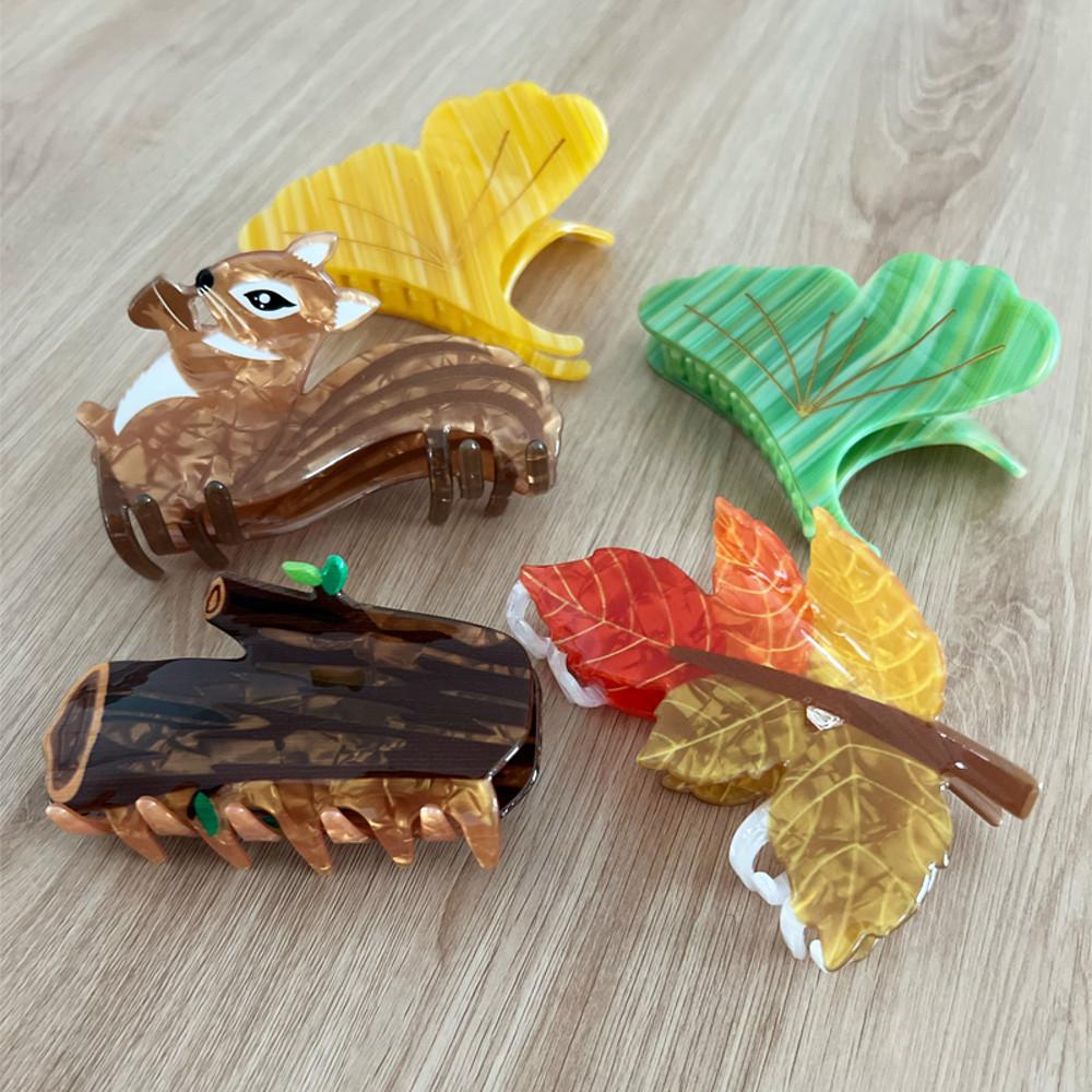 프로젝트소품 숲속 다람쥐 집게핀 가을 악세서리 올림머리 헤어핀