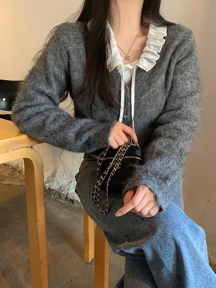 [룸룸] 모헤어 비쥬 가디건 (2color)