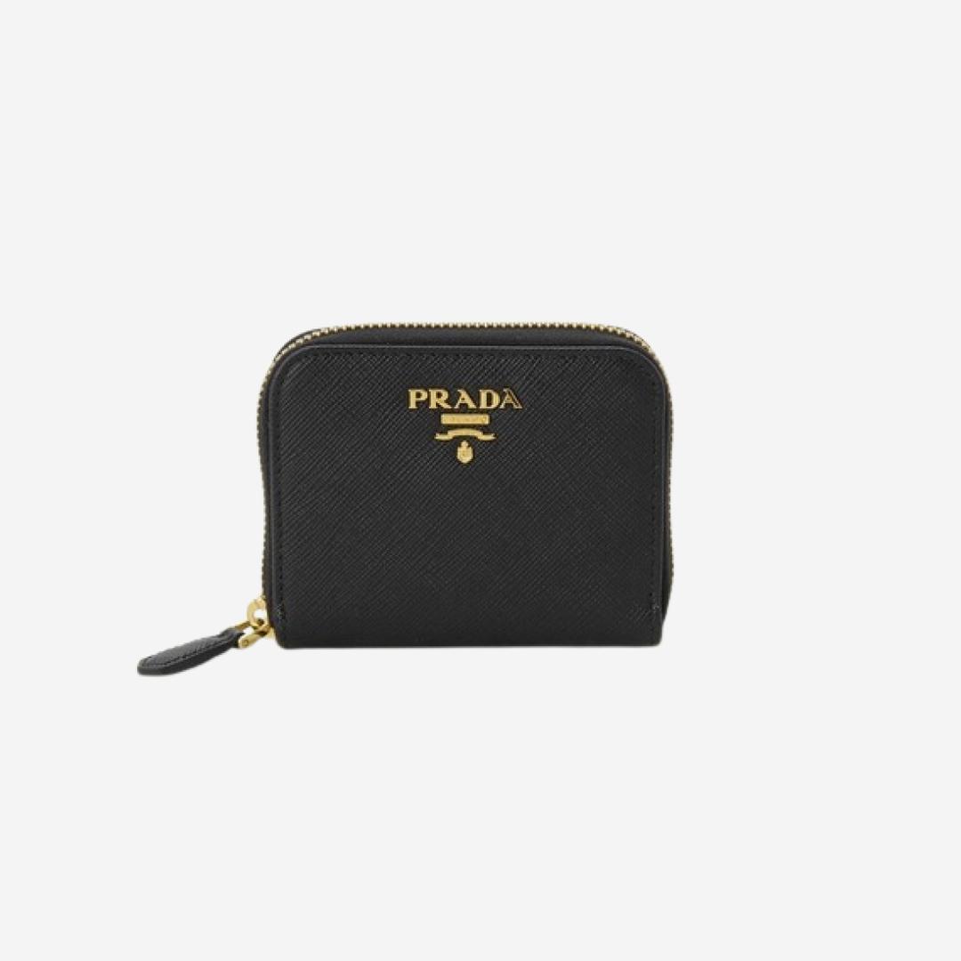 Prada Saffiano Leather Coin Purse Black