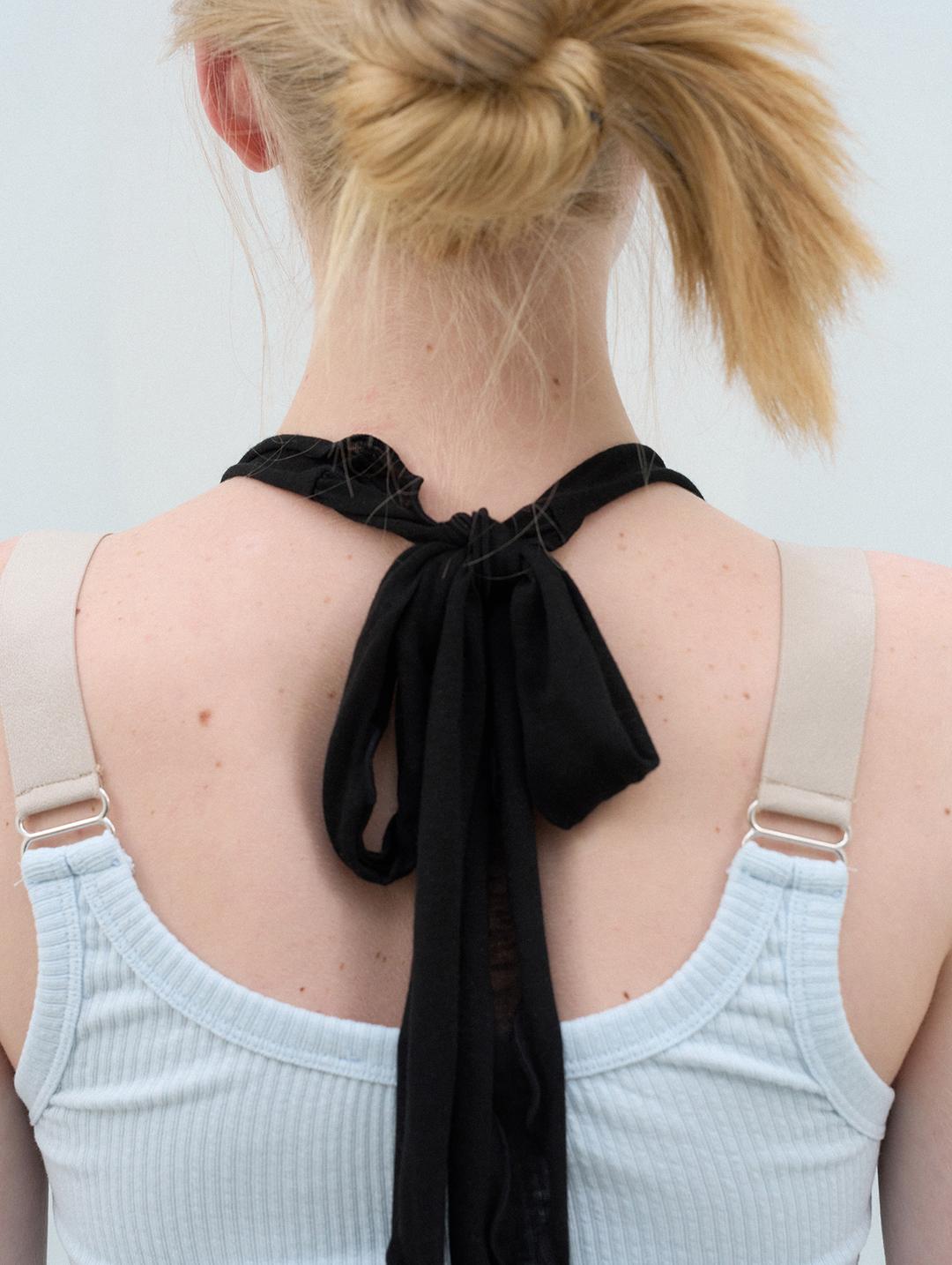 Gift sheer halter sleeveless - black