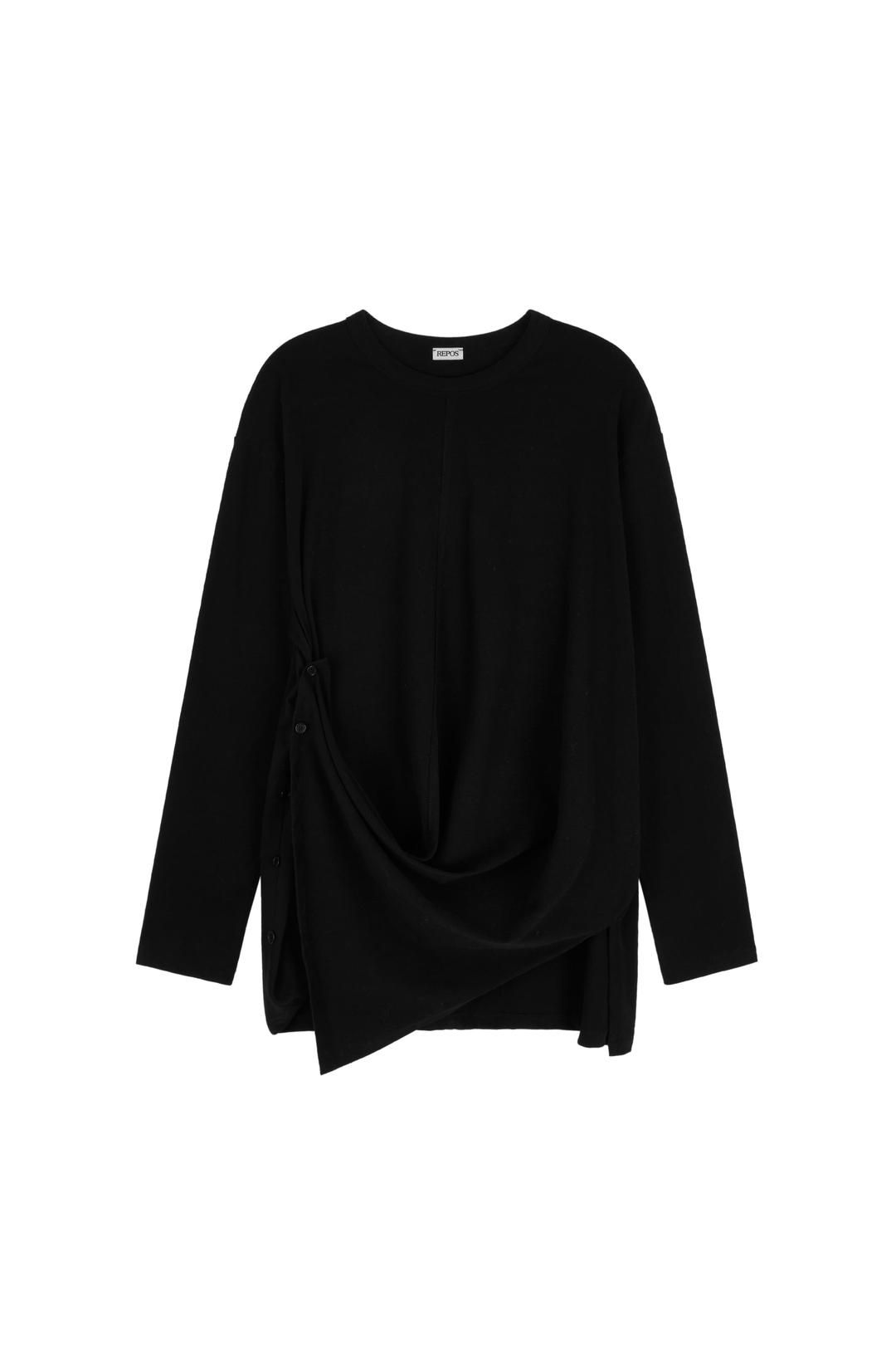 SIDE BUTTON T-SHIRTS (BLACK)