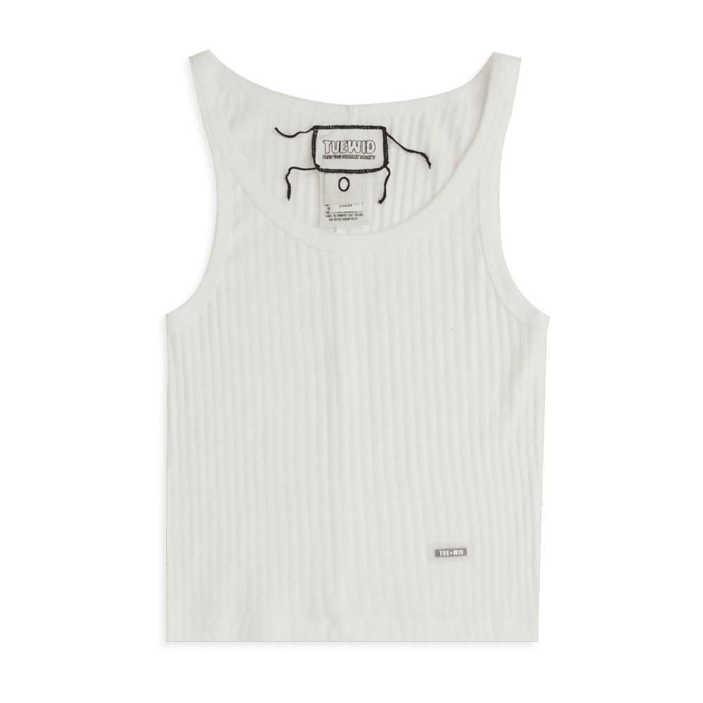 Ribbed sleeveless tank top in white