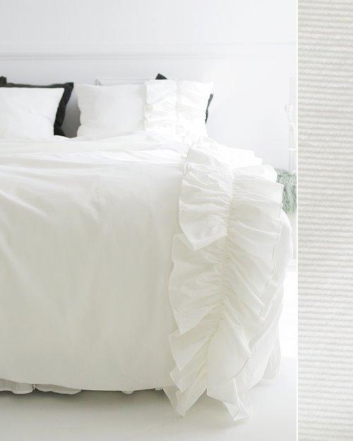 코튼 코듀로이 프릴 침구셋트- 아이보리(S,Q,K)