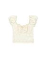 Flower Lace Shirring Top [IVORY]