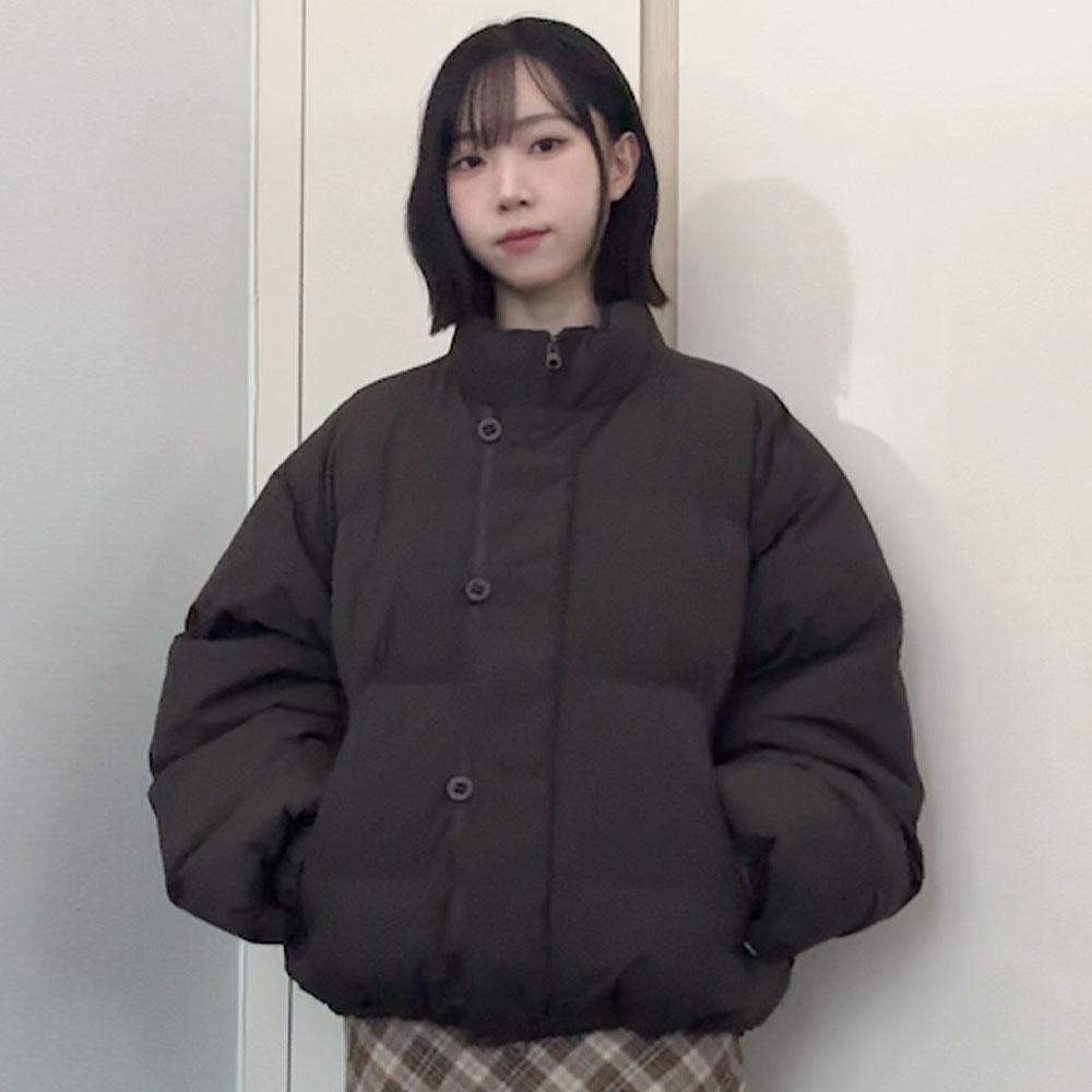 (UNISEX)더블 어드저스트 버튼 숏 패딩 점퍼 [BROWN]_SEJP005BROWN