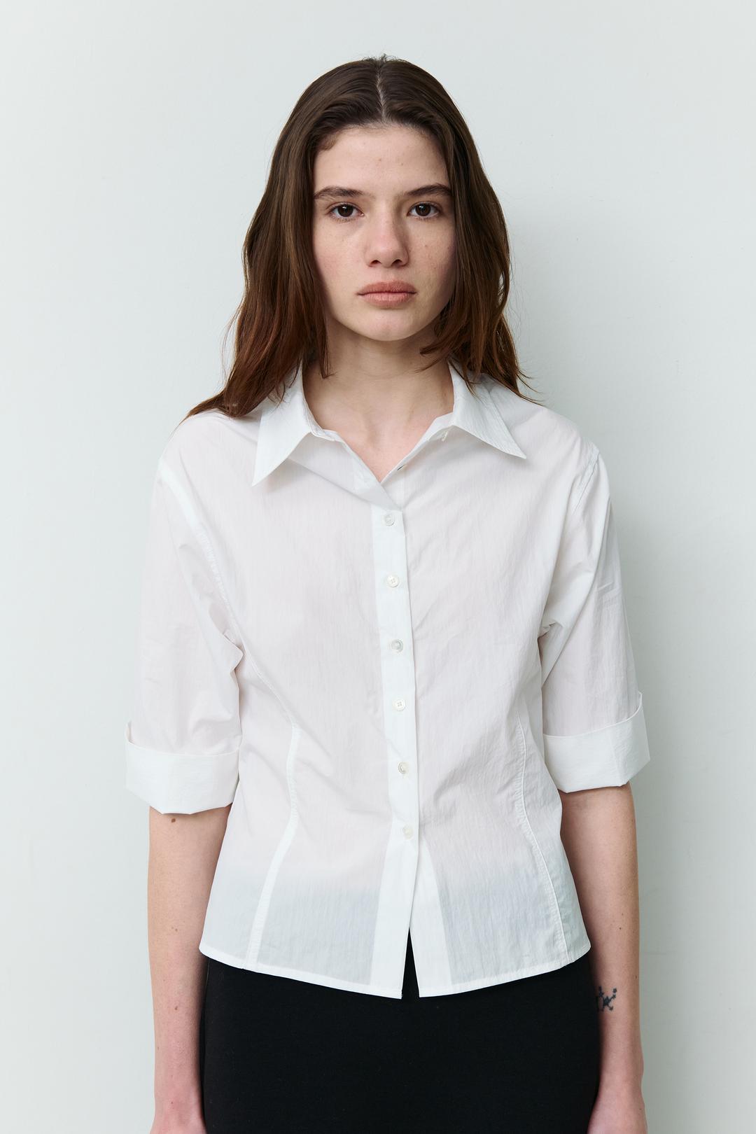 [2차] Dew 3/4 sleeve shirt (white)