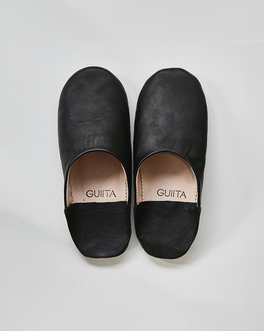 LEATHER ROOM SHOES BLACK