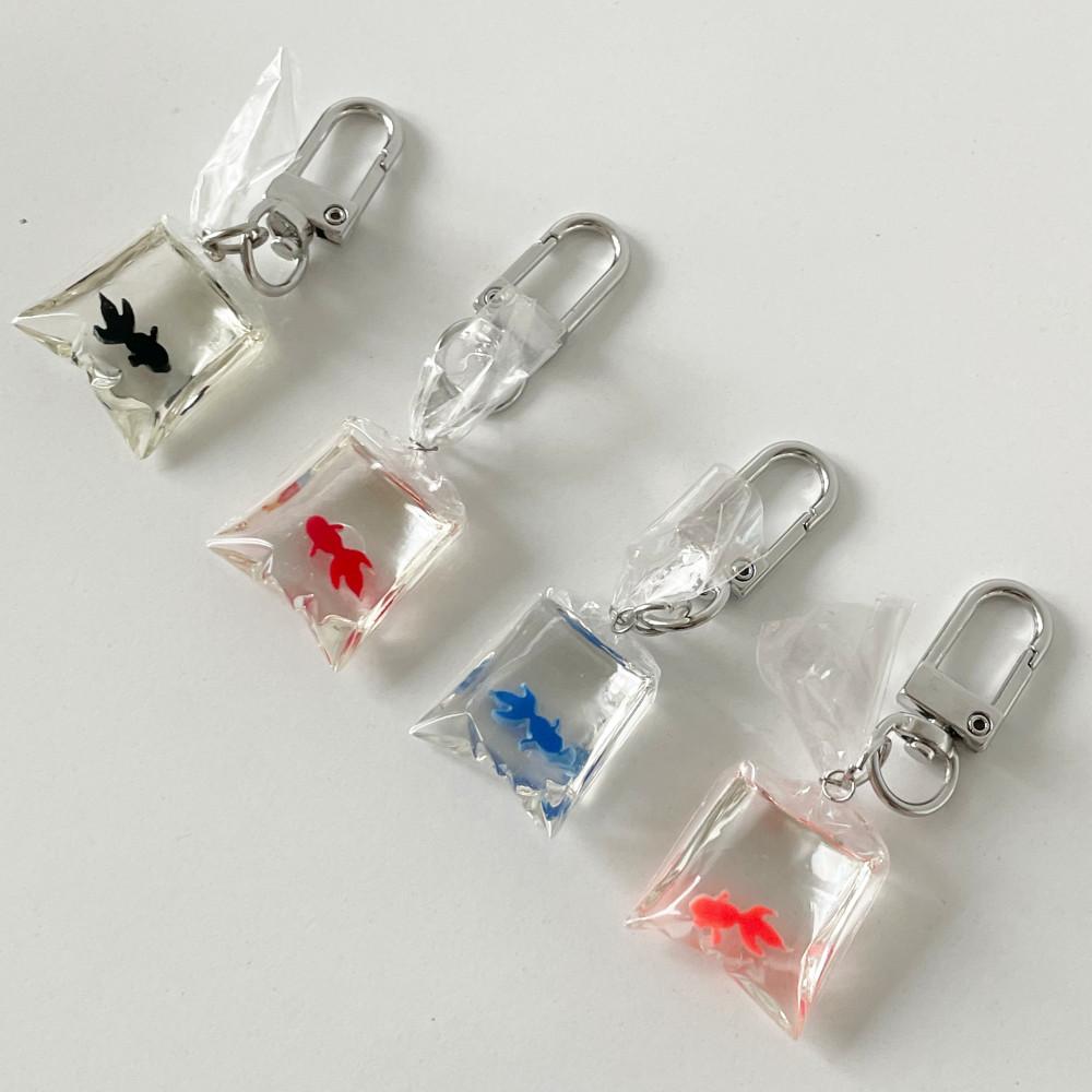 (렛씨온니굿띵) 봉지 속 금붕어 키링 4color 택1 / 휴대폰줄 키링고리 열쇠고리